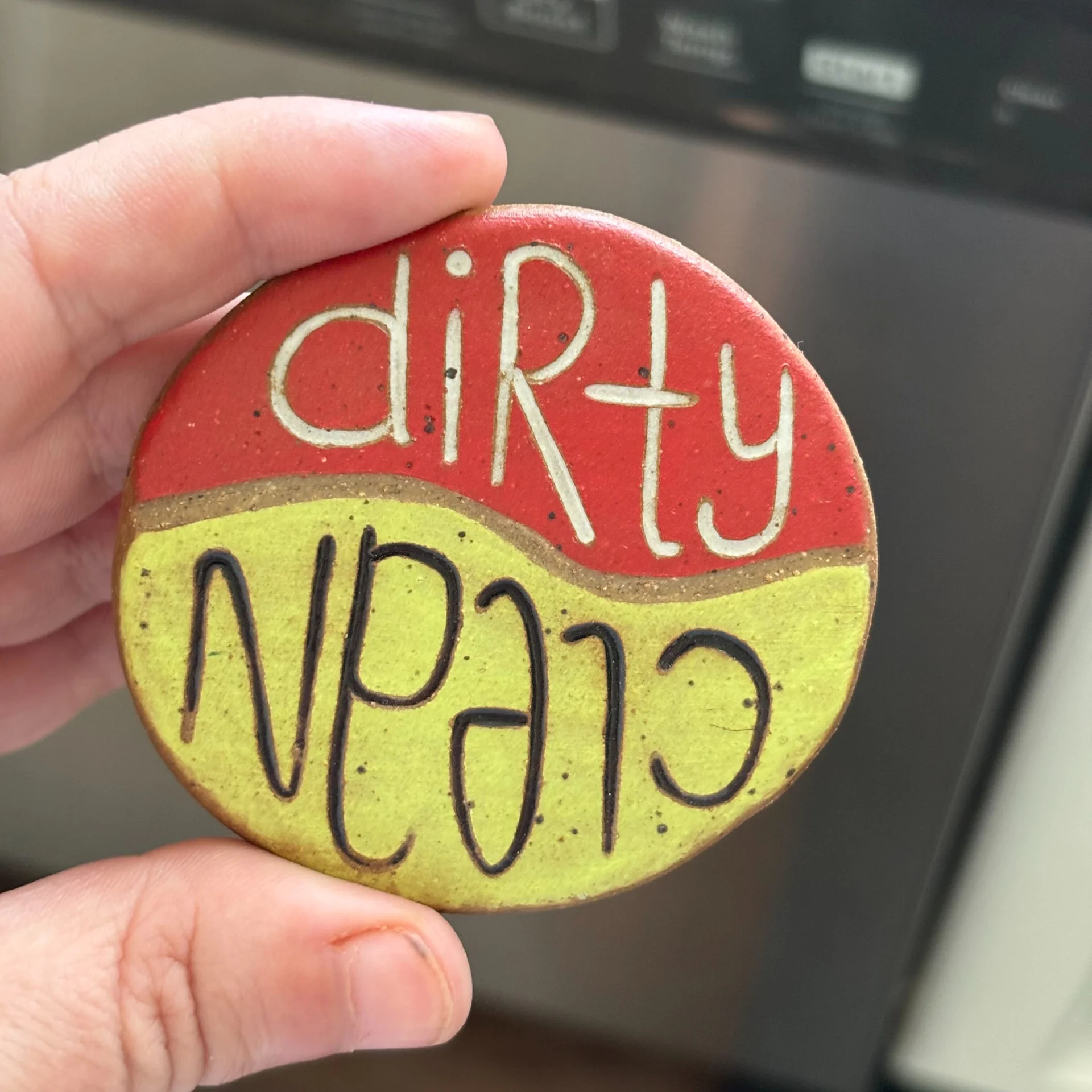 Red & Chartreuse Dishwasher Magnet